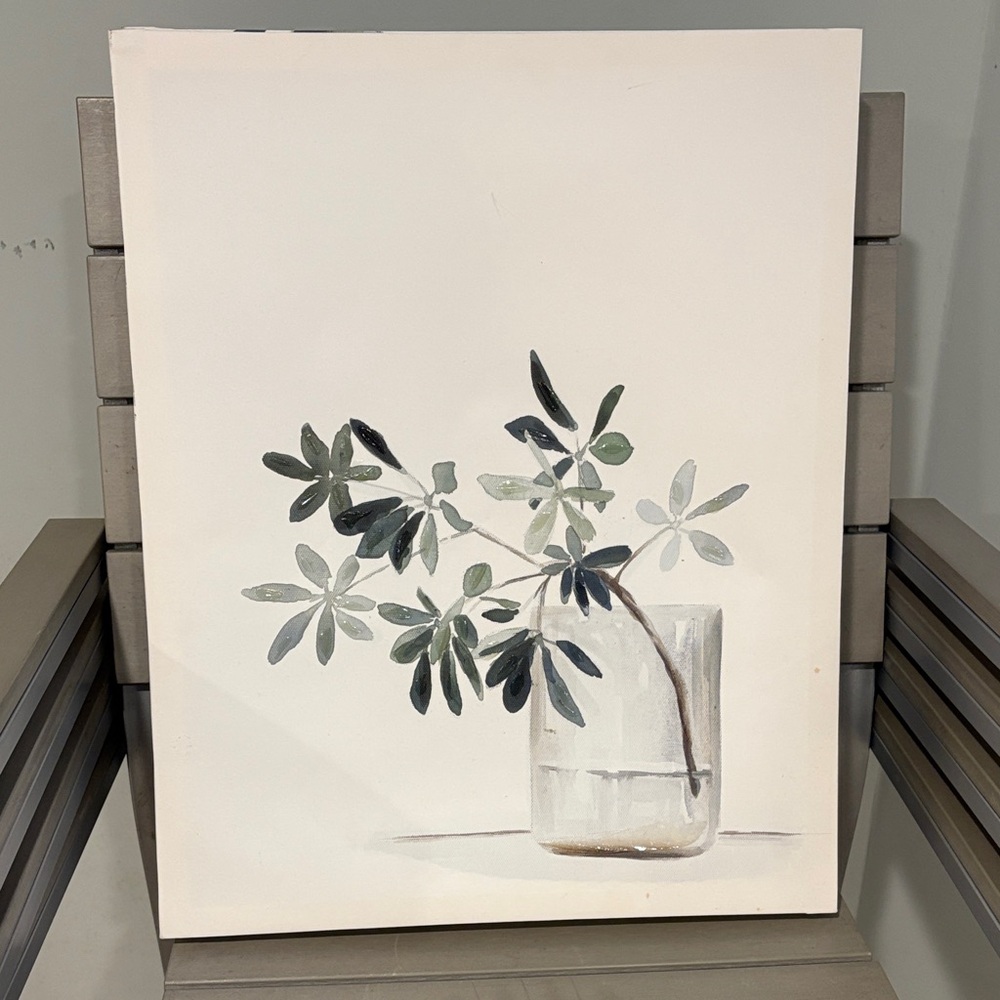 Botanical Canvas Art with Green Leaves